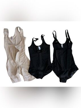 Faja - Shapewear Bodysuit with Front Closure - Black & Cream. Size. M. All 3.